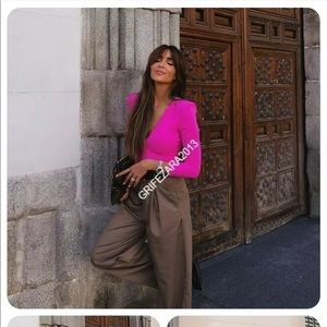 Gorgeous pink v neck bodysuit w shoulders